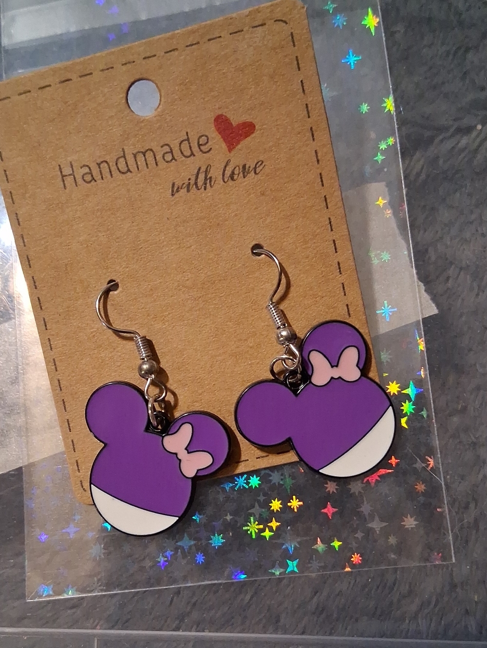 $8 Each Or Bundle 5/$20 Handmade Purple Minnie-Style Kids Earrings